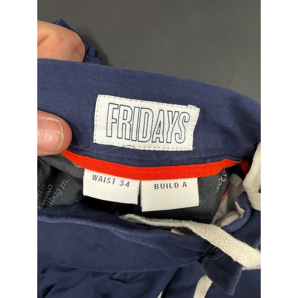 Spoke London Fridays Navy Blue Drawstring Chino Pants Mens 34 Build A Portugal - Picture 3 of 6